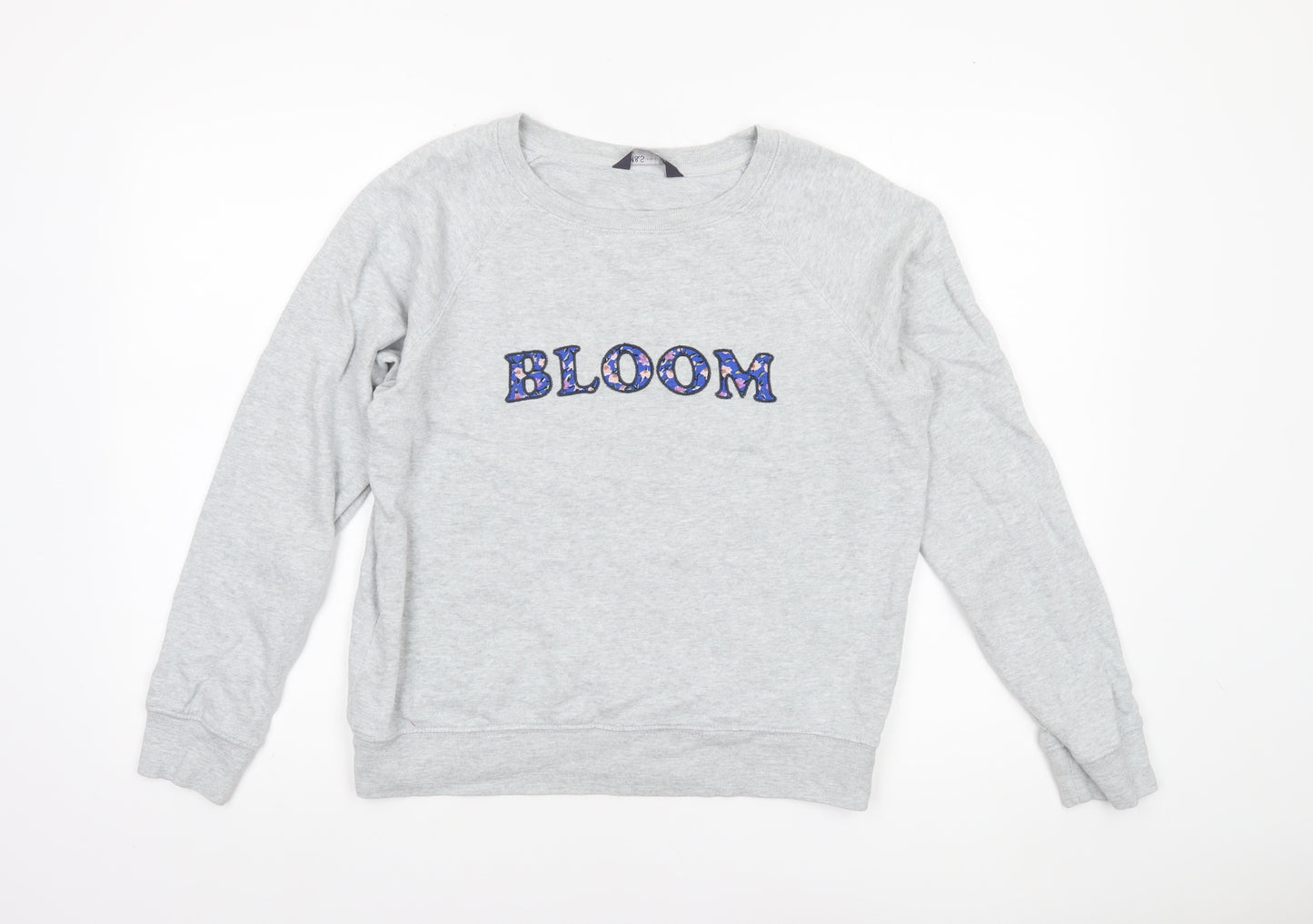 Marks and Spencer Women Grey Marl Cotton Bloom Sweatshirt Size 10