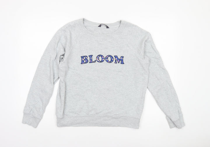 Marks and Spencer Women Grey Marl Cotton Bloom Sweatshirt Size 10