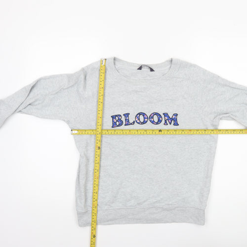 Marks and Spencer Women Grey Marl Cotton Bloom Sweatshirt Size 10