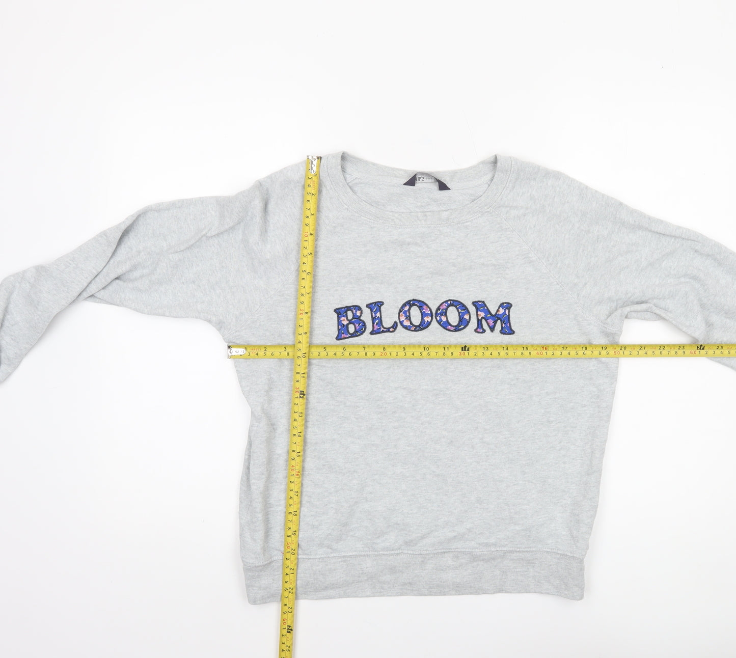 Marks and Spencer Women Grey Marl Cotton Bloom Sweatshirt Size 10