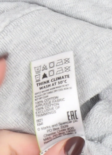 Marks and Spencer Women Grey Marl Cotton Bloom Sweatshirt Size 10