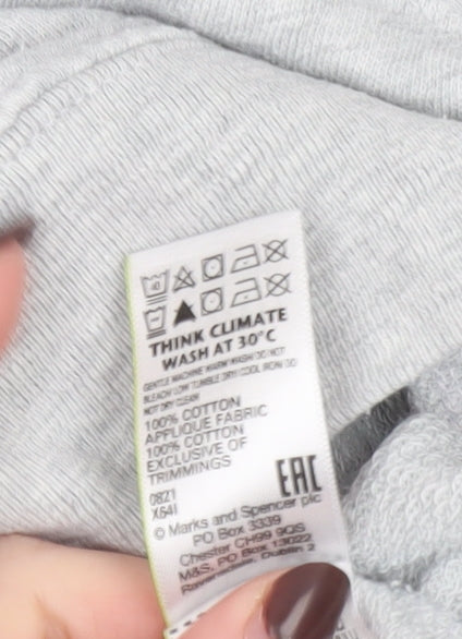 Marks and Spencer Women Grey Marl Cotton Bloom Sweatshirt Size 10