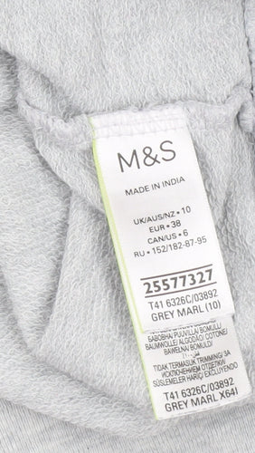 Marks and Spencer Women Grey Marl Cotton Bloom Sweatshirt Size 10