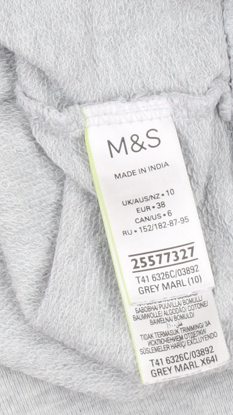 Marks and Spencer Women Grey Marl Cotton Bloom Sweatshirt Size 10