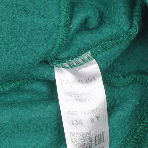 Haykids Club Boys Green Pullover Hoodie 9 Years Cotton Blend Casual