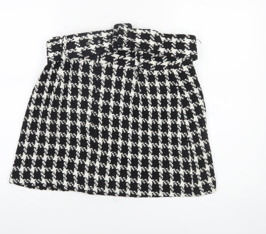 Zara Women’s Black and White Tweed A-Line Skirt Size 14