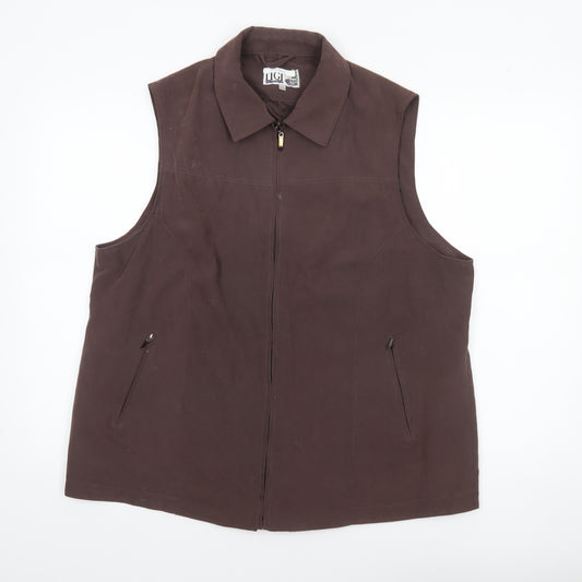 Tigi Wear Womens Brown Waistcoat Size 22/24 Full Zip Polyester