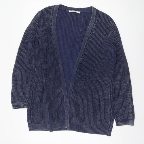 WoolOvers Women Blue Cotton Knit Long Sleeve Cardigan S