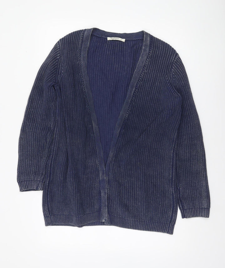WoolOvers Women Blue Cotton Knit Long Sleeve Cardigan S