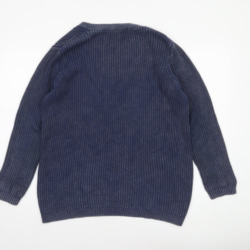 WoolOvers Women Blue Cotton Knit Long Sleeve Cardigan S
