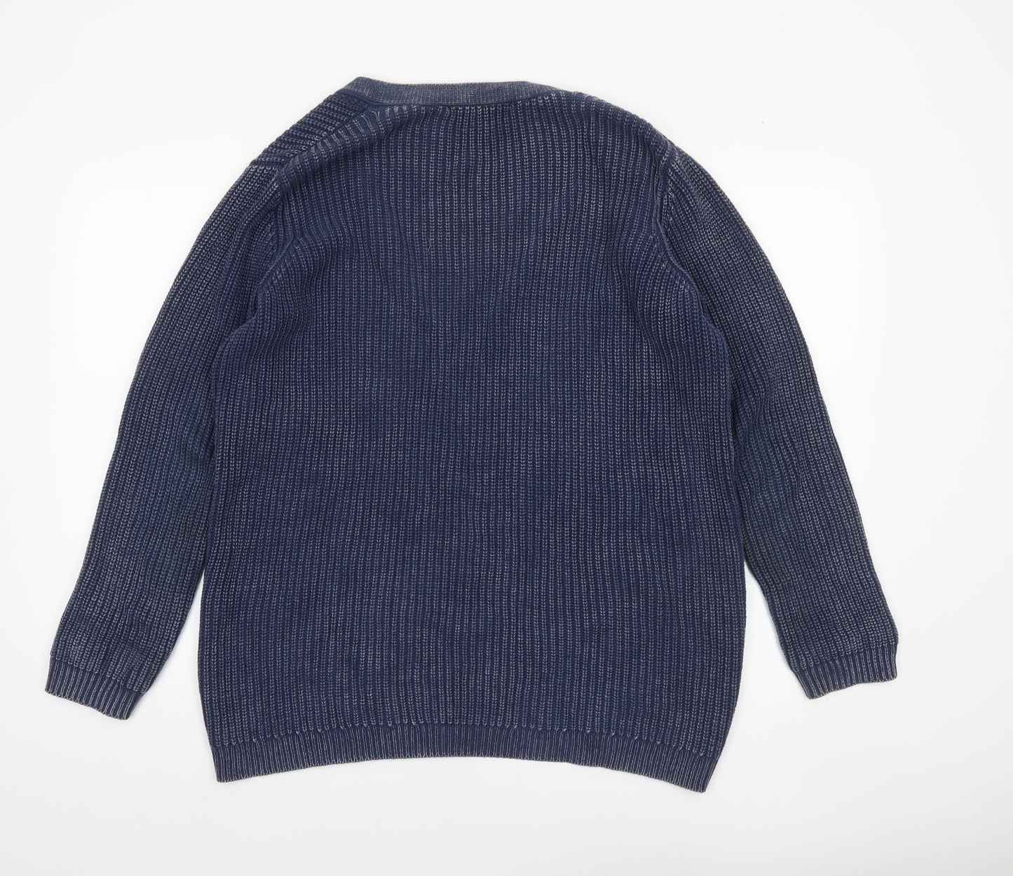 WoolOvers Women Blue Cotton Knit Long Sleeve Cardigan S