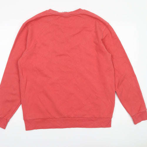 ZARA Mens Red Crew Neck Sweatshirt Size L Pullover Cotton Blend