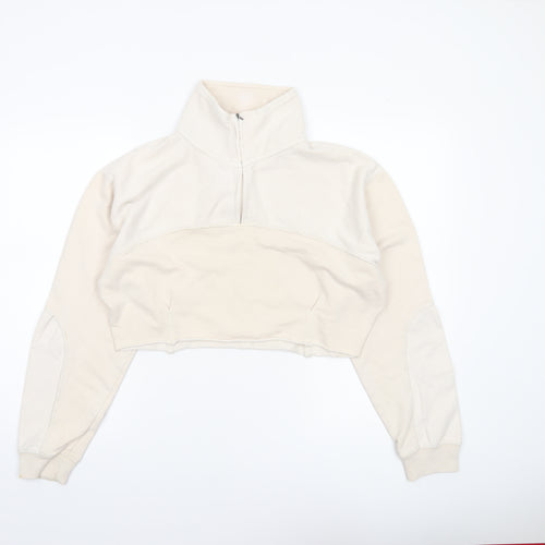 Out From Under Urban Outfitters Women Beige 1/4 Zip Cropped Sweatshirt S