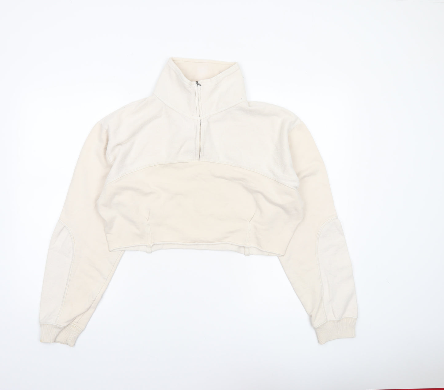 Out From Under Urban Outfitters Women Beige 1/4 Zip Cropped Sweatshirt S