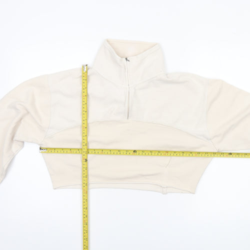 Out From Under Urban Outfitters Women Beige 1/4 Zip Cropped Sweatshirt S