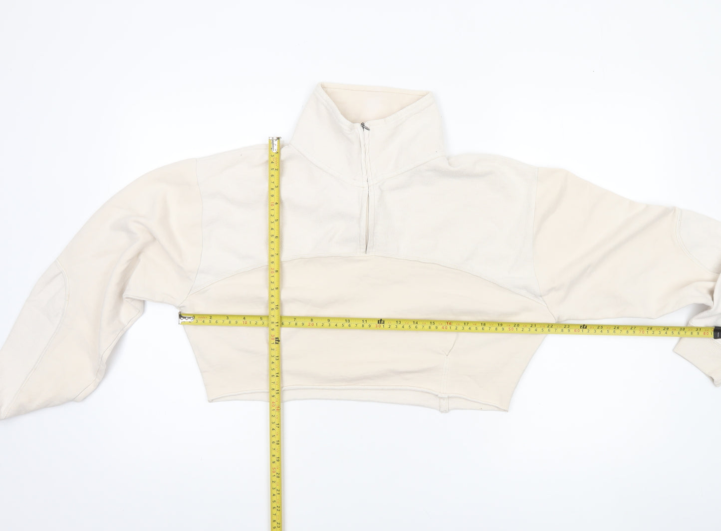 Out From Under Urban Outfitters Women Beige 1/4 Zip Cropped Sweatshirt S