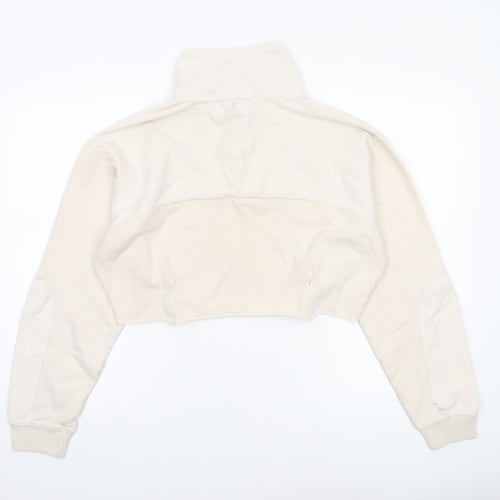 Out From Under Urban Outfitters Women Beige 1/4 Zip Cropped Sweatshirt S