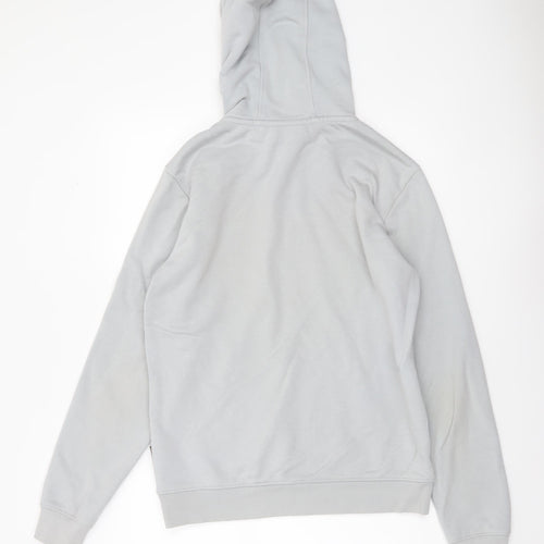 Napapijri Men's Grey Small Pullover Hoodie Logo Fleece