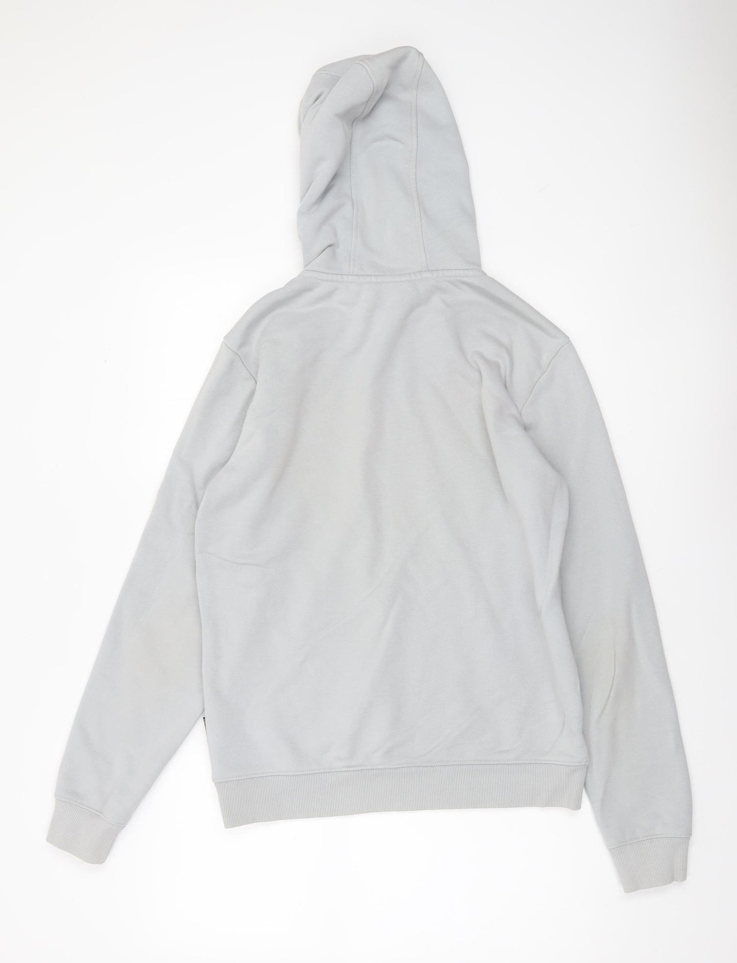 Napapijri Men's Grey Small Pullover Hoodie Logo Fleece