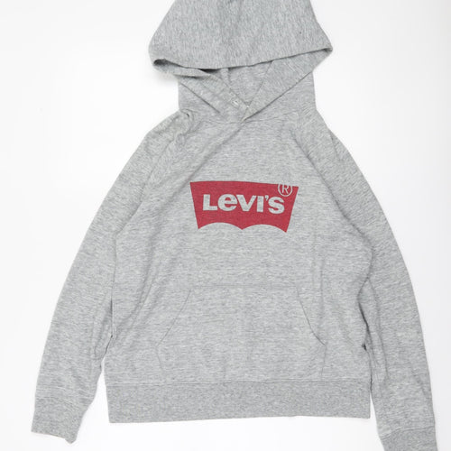 Levi's Womens Grey Logo Pullover Hoodie Size M Cotton Blend