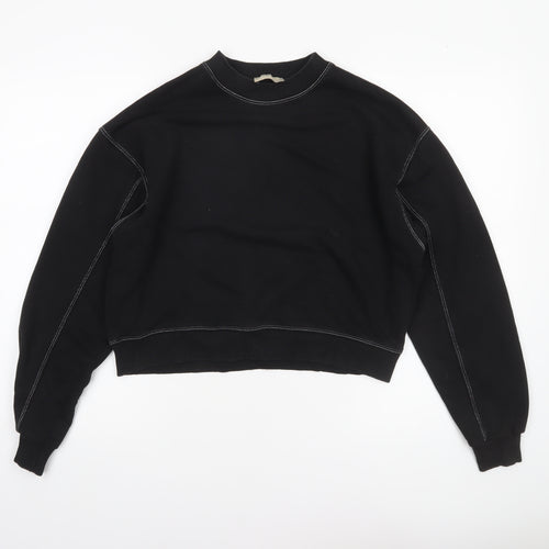 Pull & Bear Womens Black Medium Crew Neck Pullover Sweatshirt