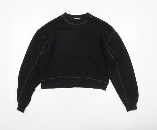 Pull & Bear Womens Black Medium Crew Neck Pullover Sweatshirt