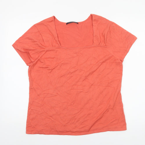 Windsmoor Womens Orange Short Sleeve Square Neck Viscose Top L