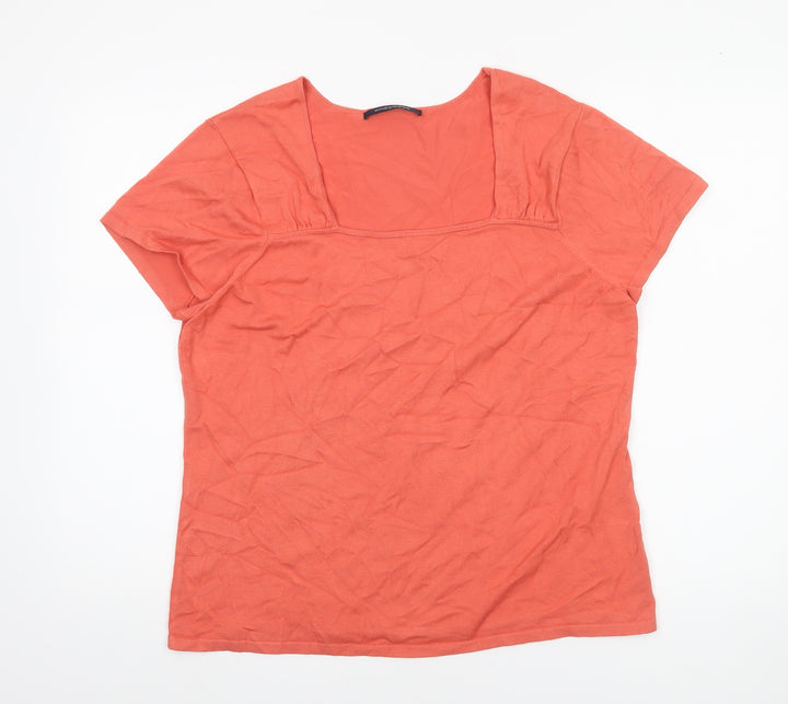 Windsmoor Womens Orange Short Sleeve Square Neck Viscose Top L