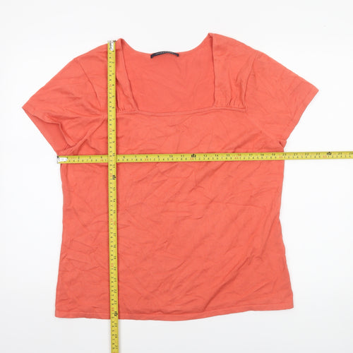 Windsmoor Womens Orange Short Sleeve Square Neck Viscose Top L