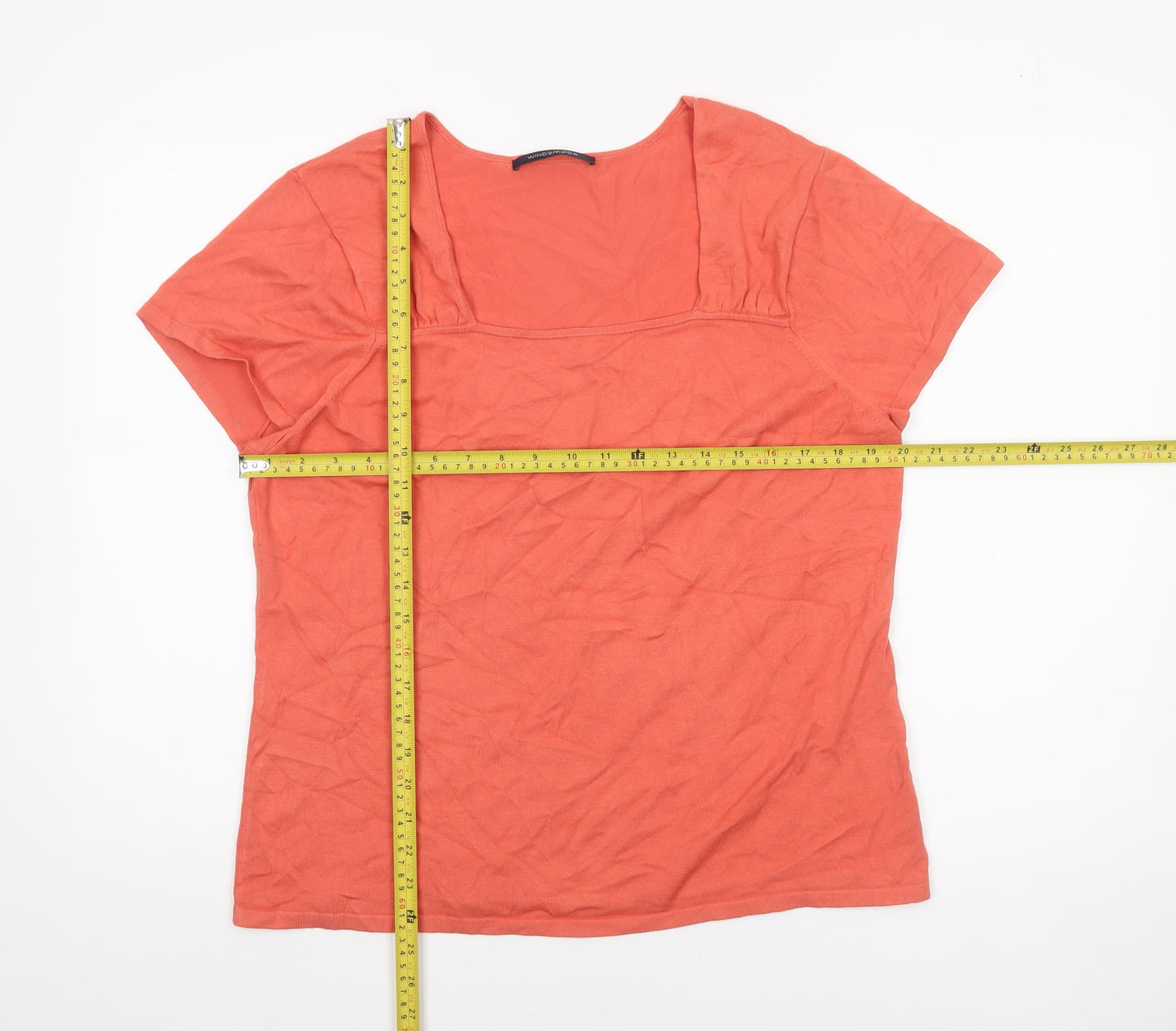 Windsmoor Womens Orange Short Sleeve Square Neck Viscose Top L