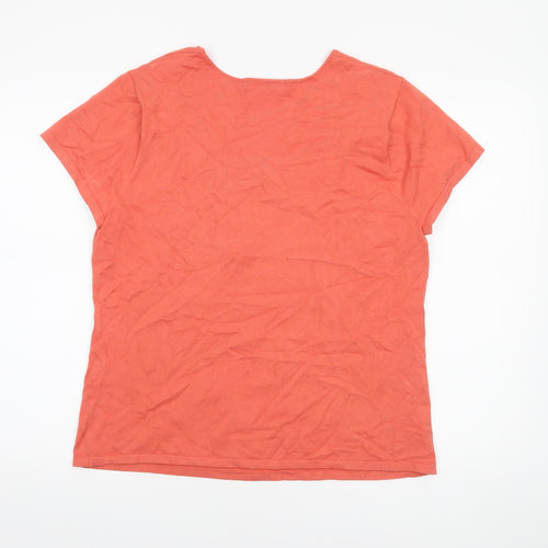 Windsmoor Womens Orange Short Sleeve Square Neck Viscose Top L