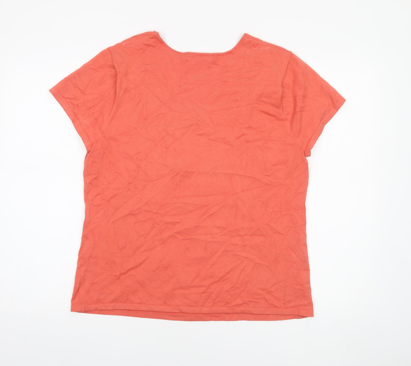 Windsmoor Womens Orange Short Sleeve Square Neck Viscose Top L