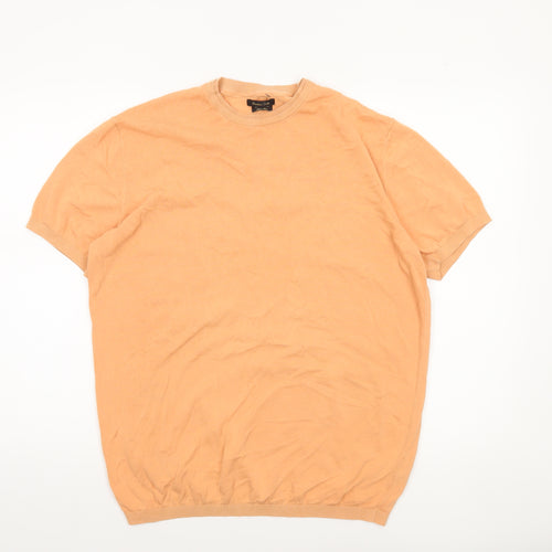 Massimo Dutti Men's Beige XL Crew Neck Cotton Pullover Jumper