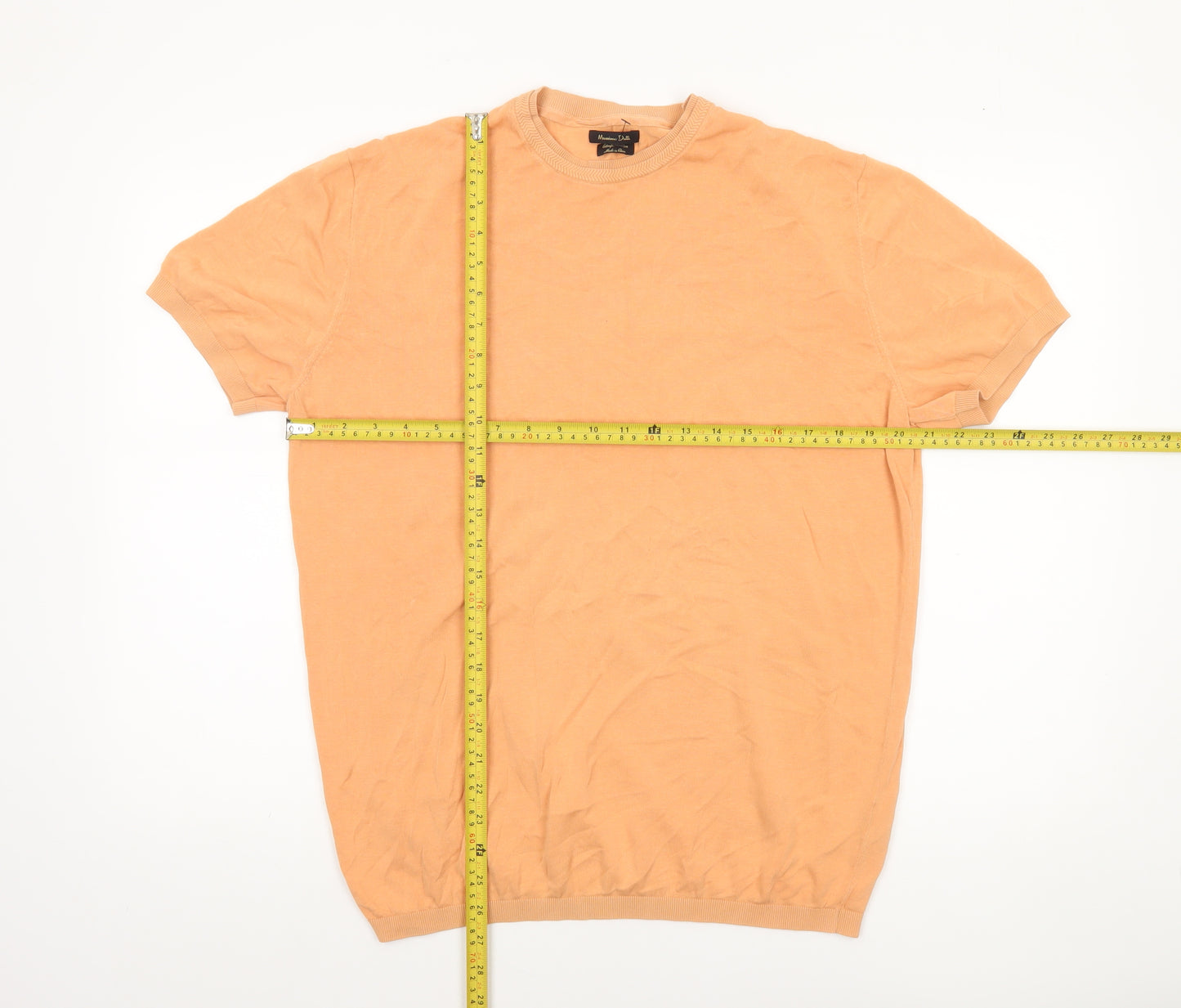 Massimo Dutti Men's Beige XL Crew Neck Cotton Pullover Jumper