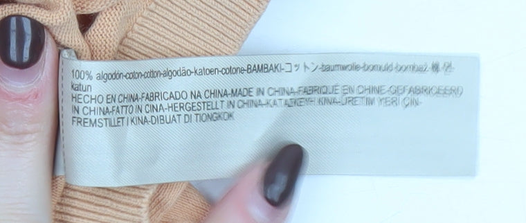 Massimo Dutti Men's Beige XL Crew Neck Cotton Pullover Jumper