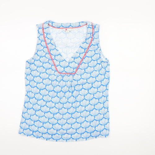 Boden Women’s Blue Cotton Sleeveless V-Neck Tank Top UK 12