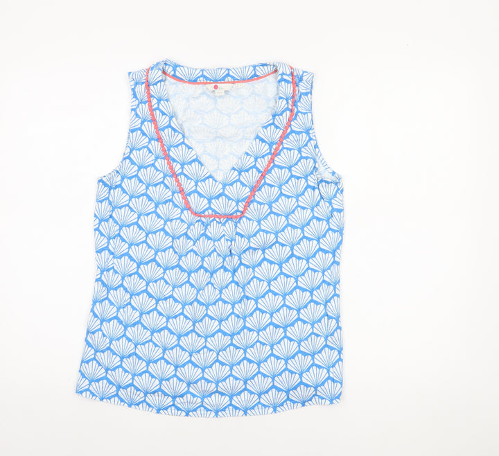 Boden Women’s Blue Cotton Sleeveless V-Neck Tank Top UK 12