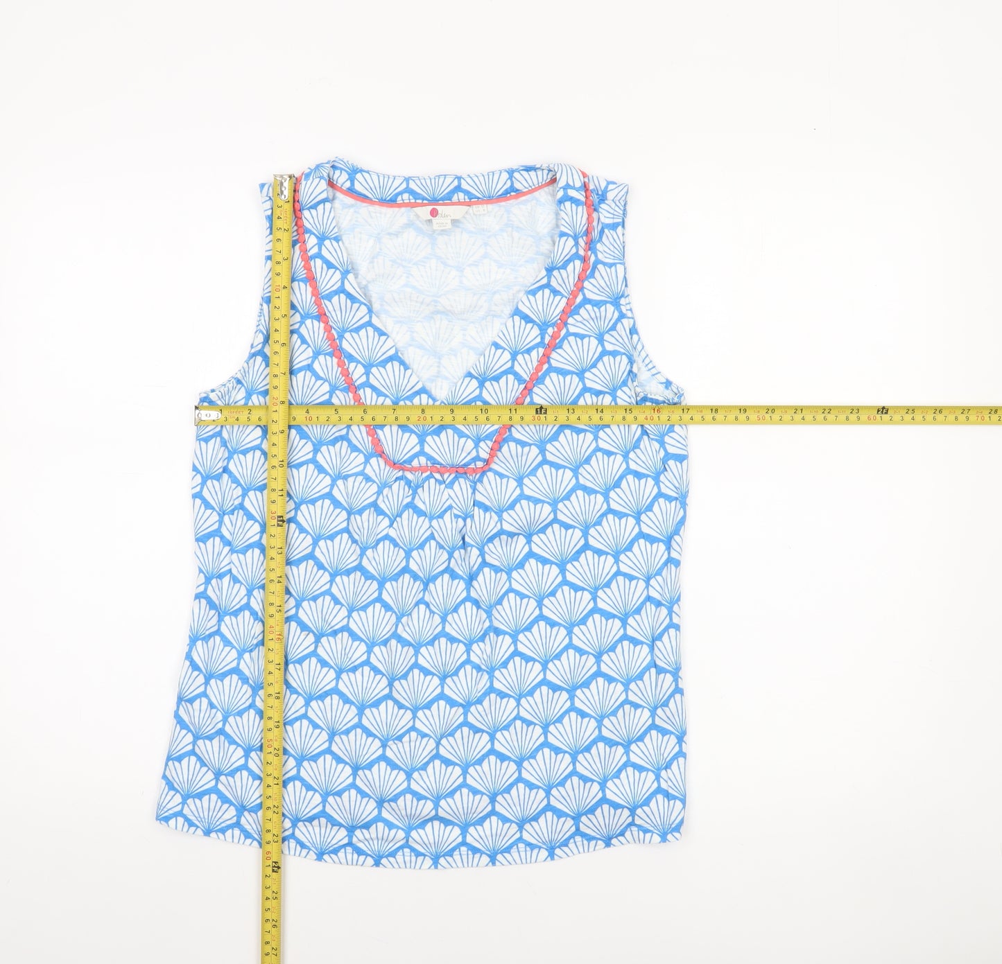 Boden Women’s Blue Cotton Sleeveless V-Neck Tank Top UK 12