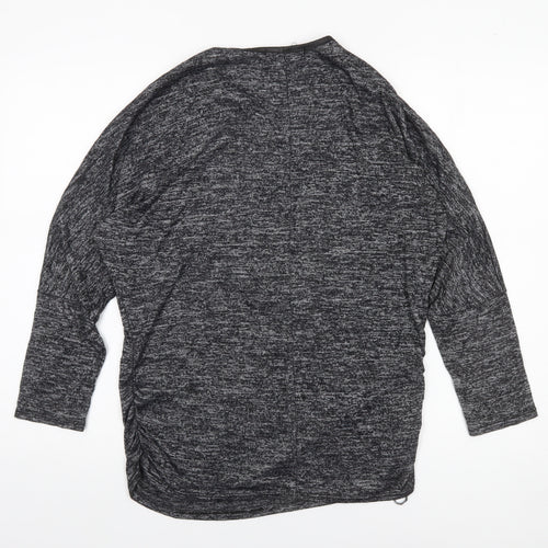 Mela London Womens Grey Tunic Zip Long Sleeve Blouse Size L