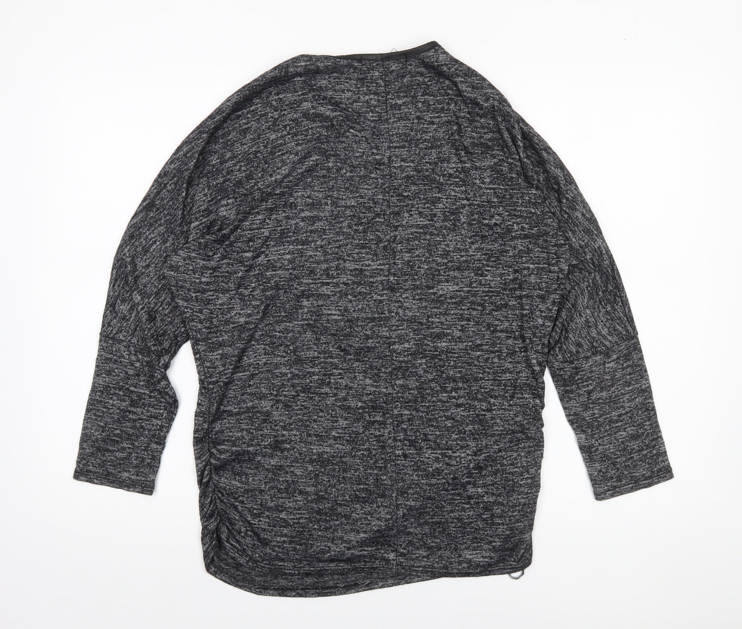 Mela London Womens Grey Tunic Zip Long Sleeve Blouse Size L