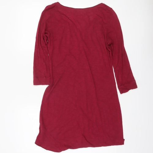 H&M Women’s Red Cotton Tunic Blouse Size S 3/4 Sleeve V-Neck