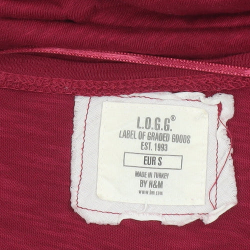 H&M Women’s Red Cotton Tunic Blouse Size S 3/4 Sleeve V-Neck