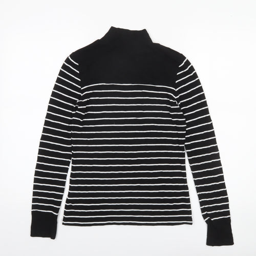 Warehouse Women’s Black White Striped Roll Neck Long Sleeve Top Size 8