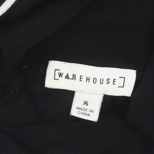 Warehouse Women’s Black White Striped Roll Neck Long Sleeve Top Size 8