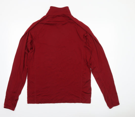 Kathmandu Men Red Merino Wool Long Sleeve 1/4 Zip Hiking Top Size L