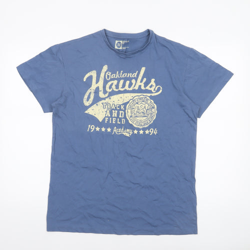 Cedar Wood State Men's Blue Graphic Oakland Hawks T-Shirt Size M