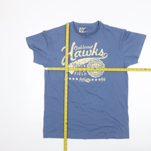 Cedar Wood State Men's Blue Graphic Oakland Hawks T-Shirt Size M