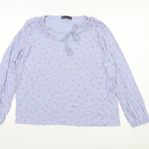Marks and Spencer Women Blue Floral Tunic Blouse Size 16