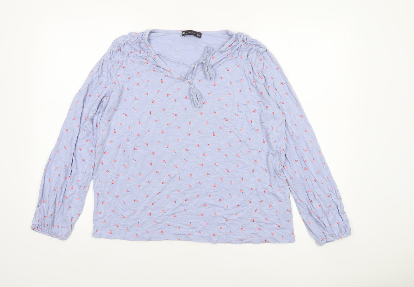 Marks and Spencer Women Blue Floral Tunic Blouse Size 16