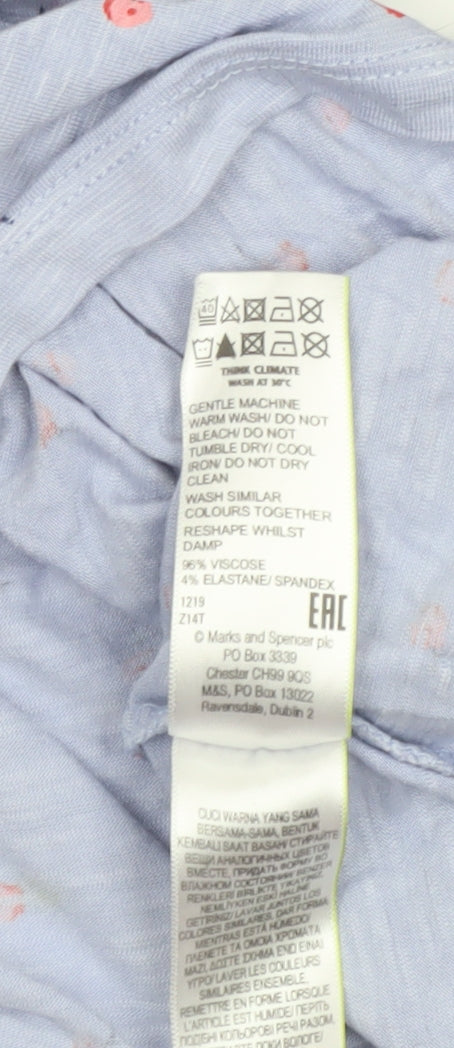 Marks and Spencer Women Blue Floral Tunic Blouse Size 16